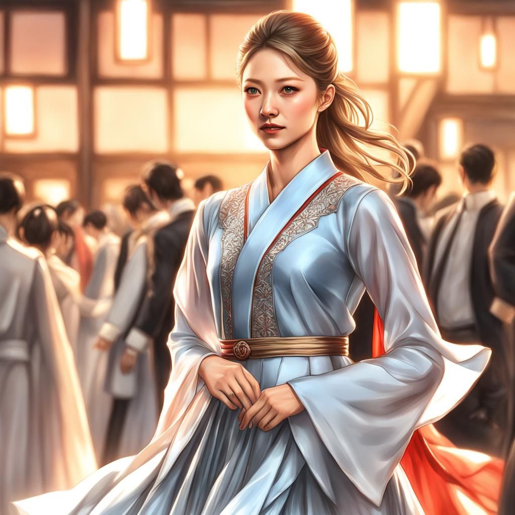 Melissa Benoist in Silk Hanbok Dress: Anime Style