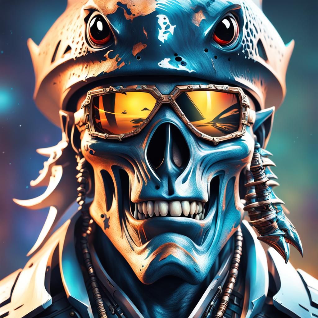 Futuristic Shark-Headed Pirate Concept Art