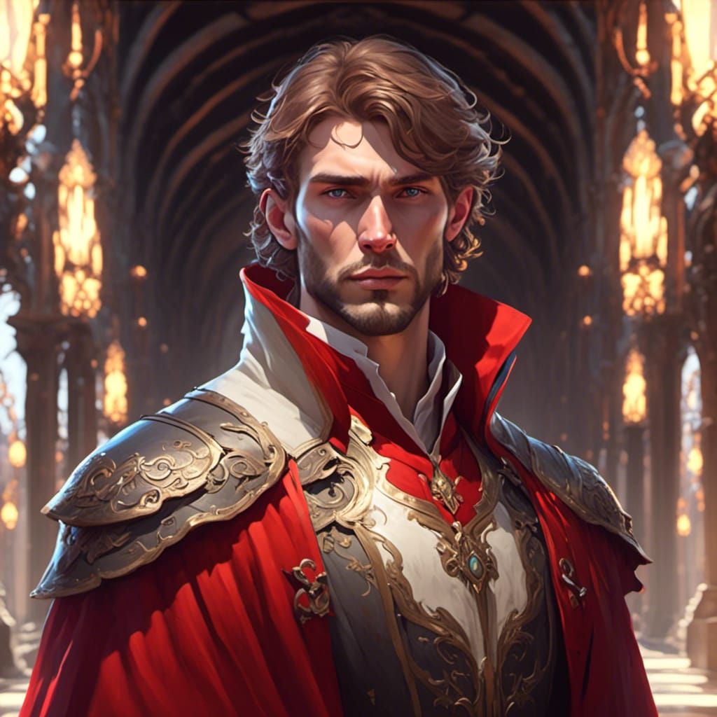 French Medieval Nobleman Portrait in Art Nouveau Style