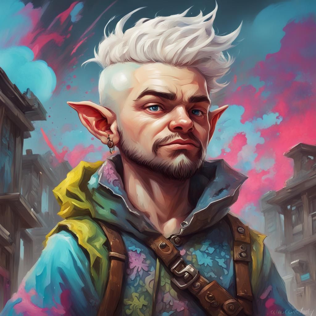 Air Genasi Halfling Rogue in Graffiti Art Style