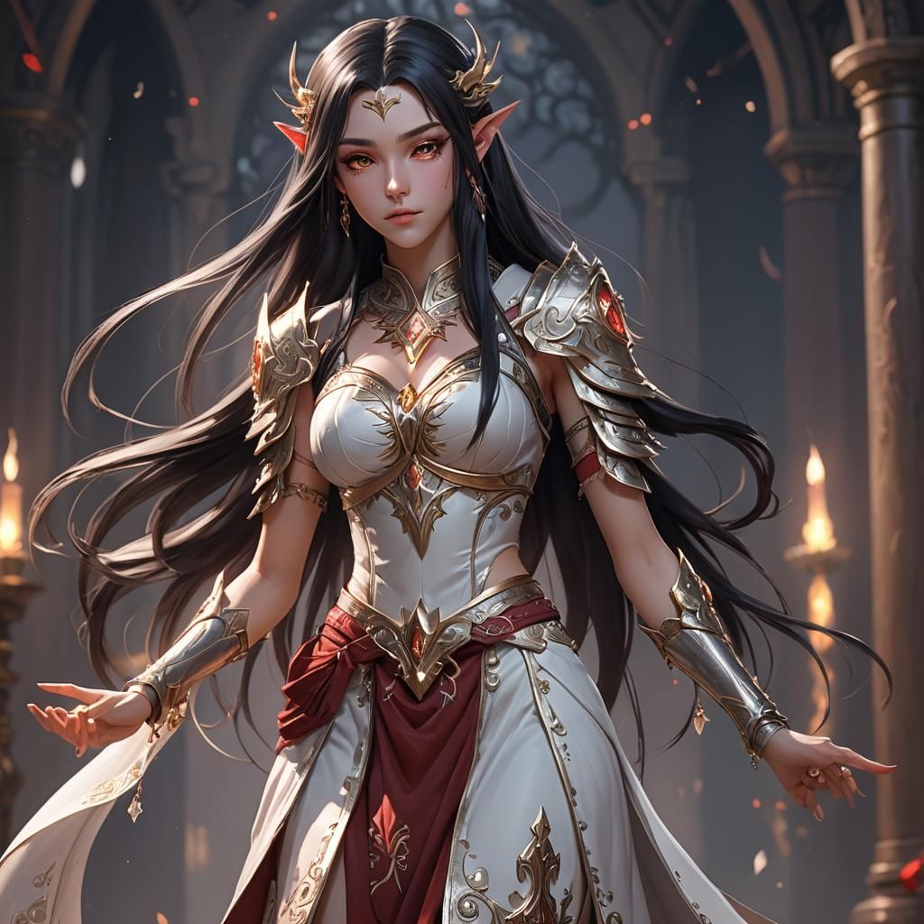 Demure Blood Elf in Anime Style