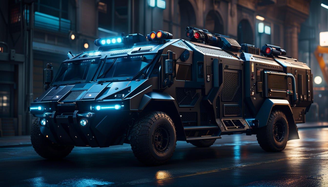 Sci-Fi SWAT Truck in Detailed Cel-Shaded Style
