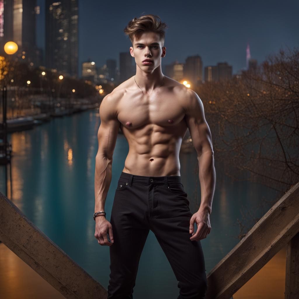 Arrogant Young Male Model with Full Lips