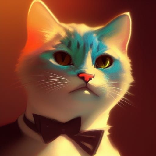 Hyperdetailed Cat with Bowtie Concept Art