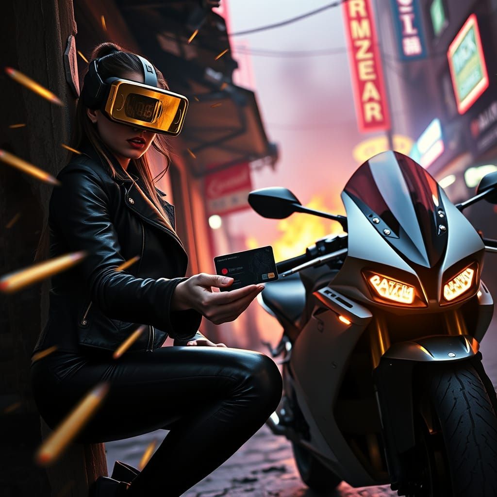 Mysterious Tech Genius in Neon-Lit Chaos