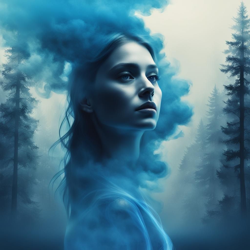 Girl in Blue Smoke Reveals Forest