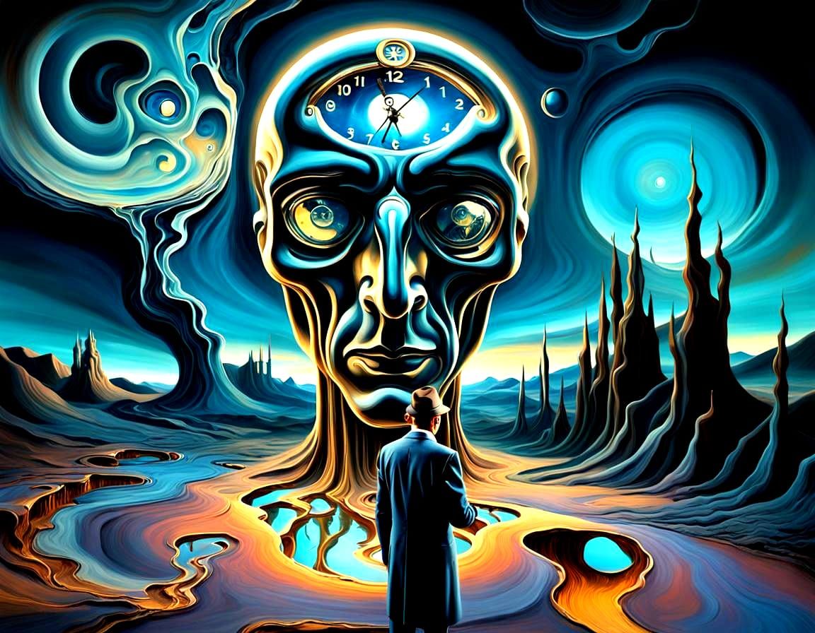 Surreal Melting Landscape in Oil on Canvas