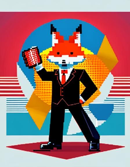 8-Bit Business Fox in Retro Nintendo Style