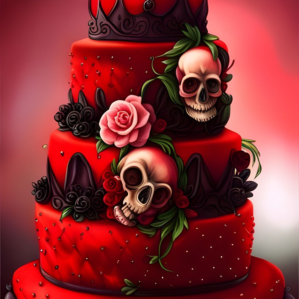 Gothic Wedding Cake with Skulls in Graffiti Art