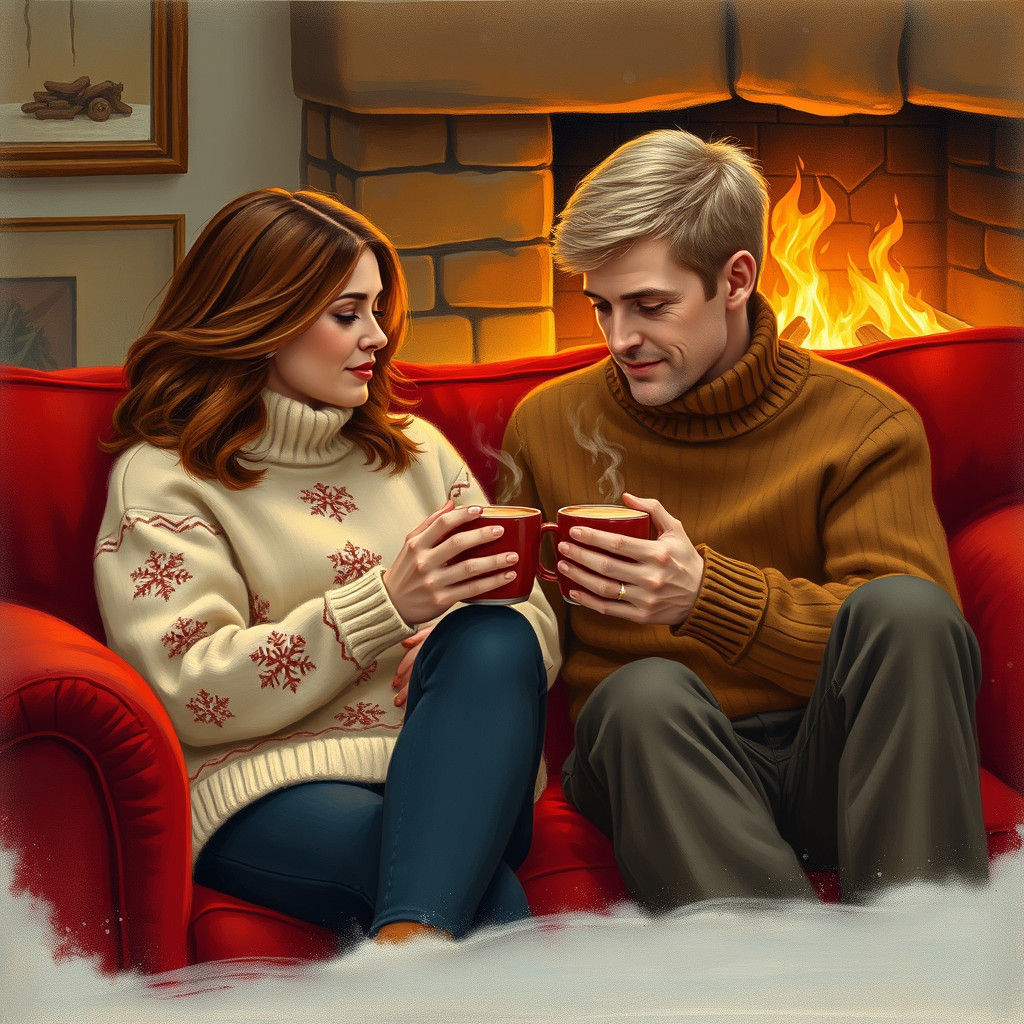 Winter Scene in Style of Oil Painting