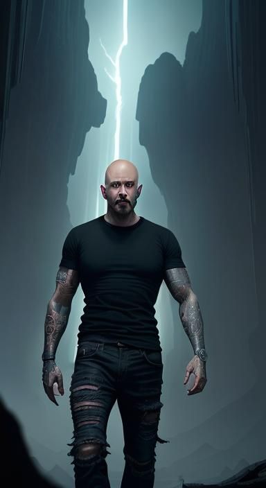 Cyborg Man at Dimensional Portal: Digital Matte Painting