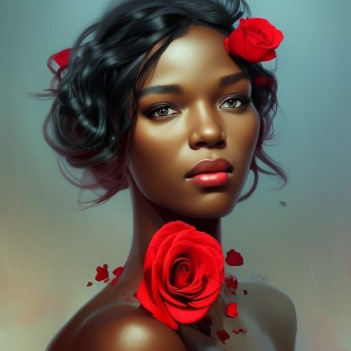 Beautiful Black Woman Portrait in Hyperrealistic Style
