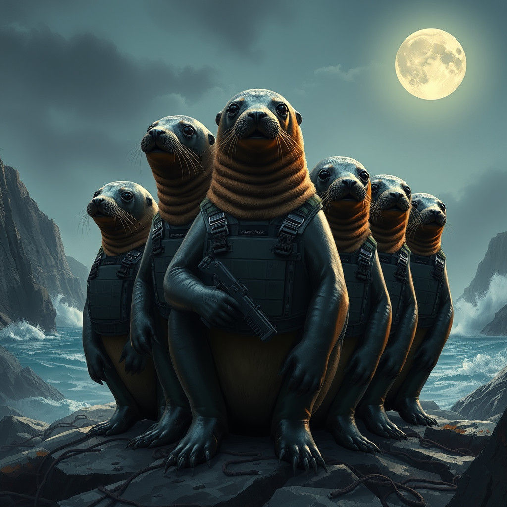 Elite Seal Team on Dramatic Coastline