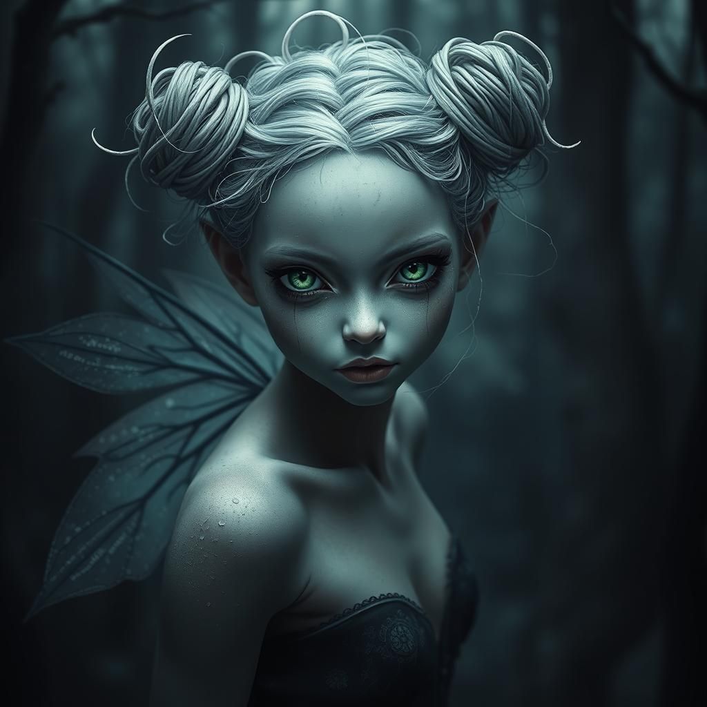 Ethereal Gothic Fairy in Mystical Dark Wood