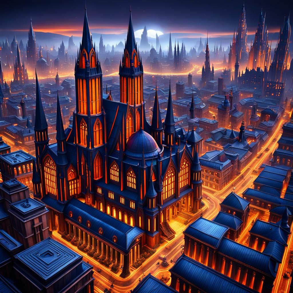 Fantasy Cityscape Concept Art in Matte Painting Style
