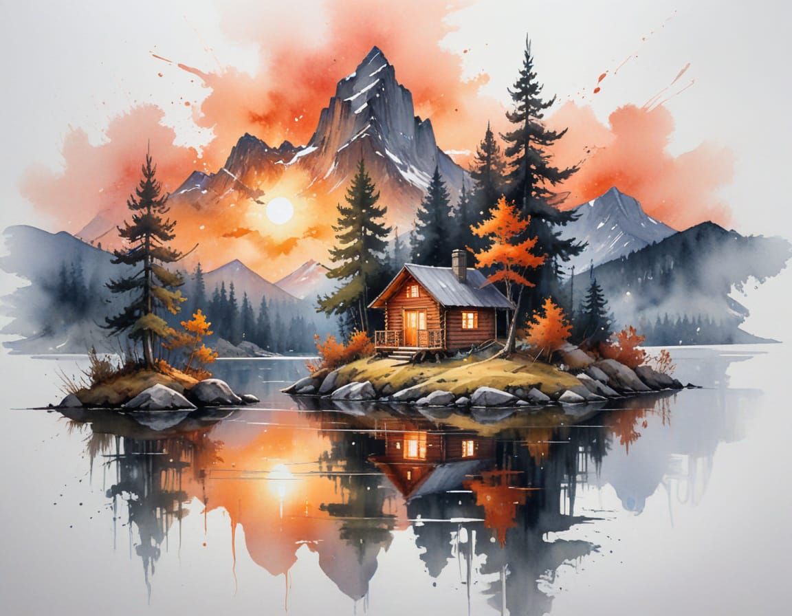 Cozy Mountain Cabin by Lantern Light on Tranquil Lake