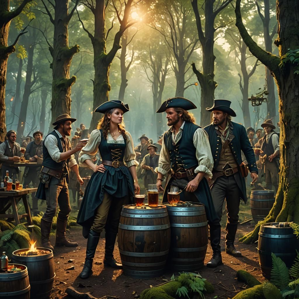 Festive Forest Party with Rum and Merriment