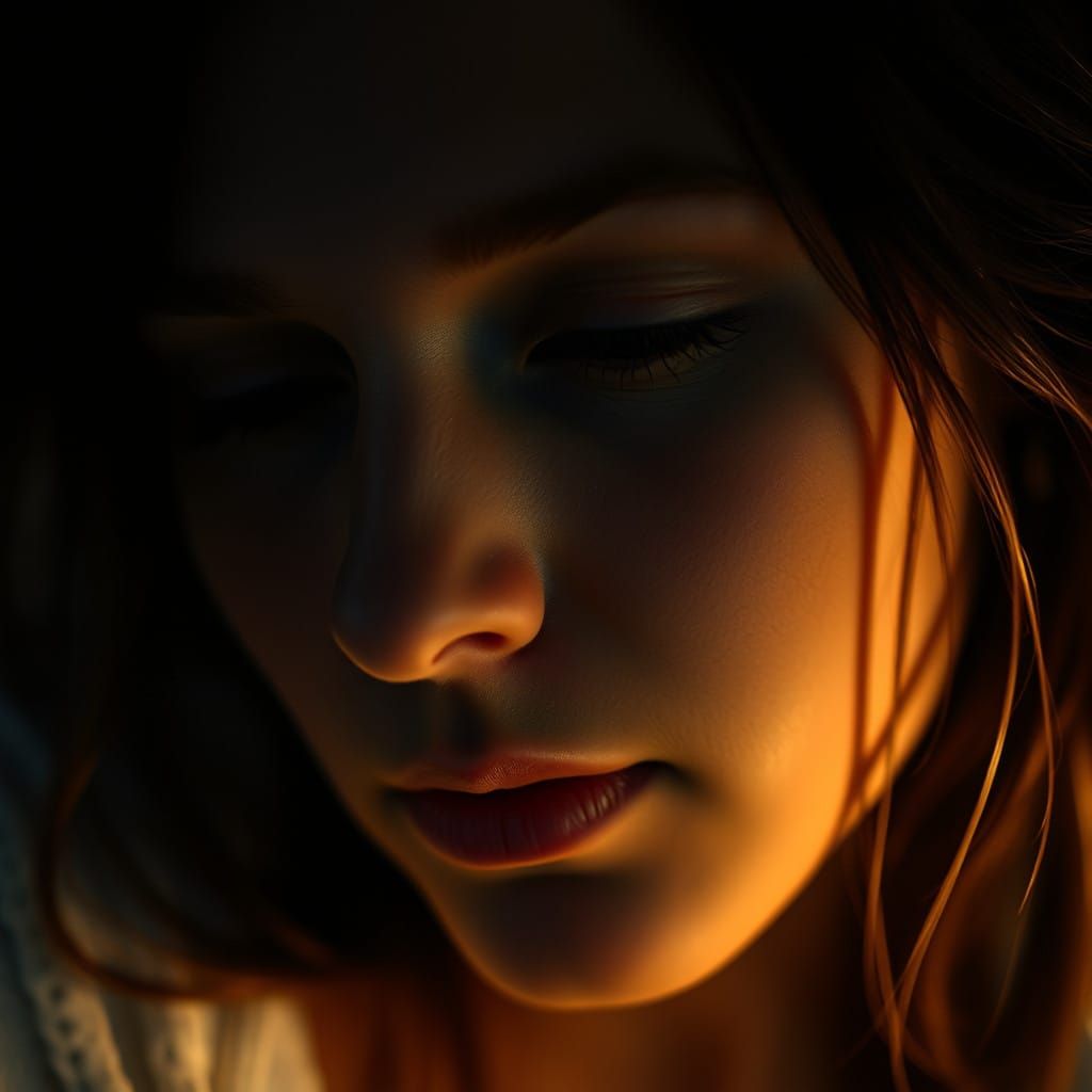 Intimate Portrait of a Woman in Soft, Warm Light