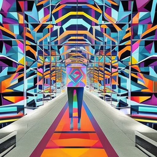 Cubistic Subway Woman: Gothic Art and Glitchcore