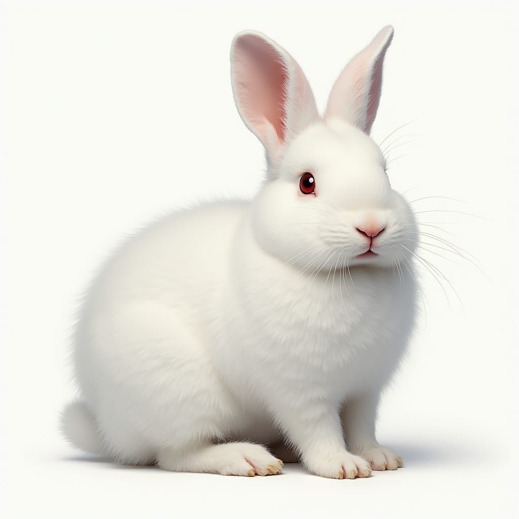 Hyperrealistic White Rabbit Fur Texture Close-up