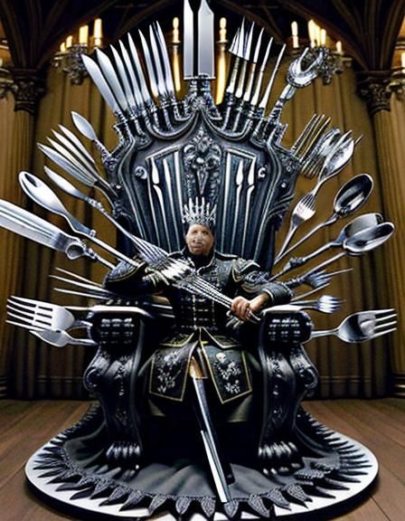 Majestic Cutlery Throne in Dark Castle Hall