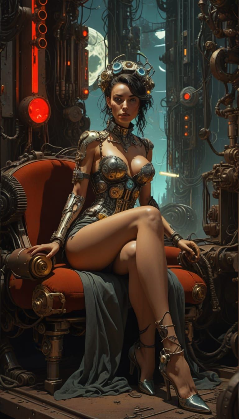 Cyberpunk Western Cowboy on Robotic Horse