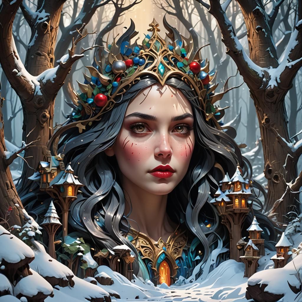 Snow White and Dwarfs in Pop-Up Book, Detailed Art