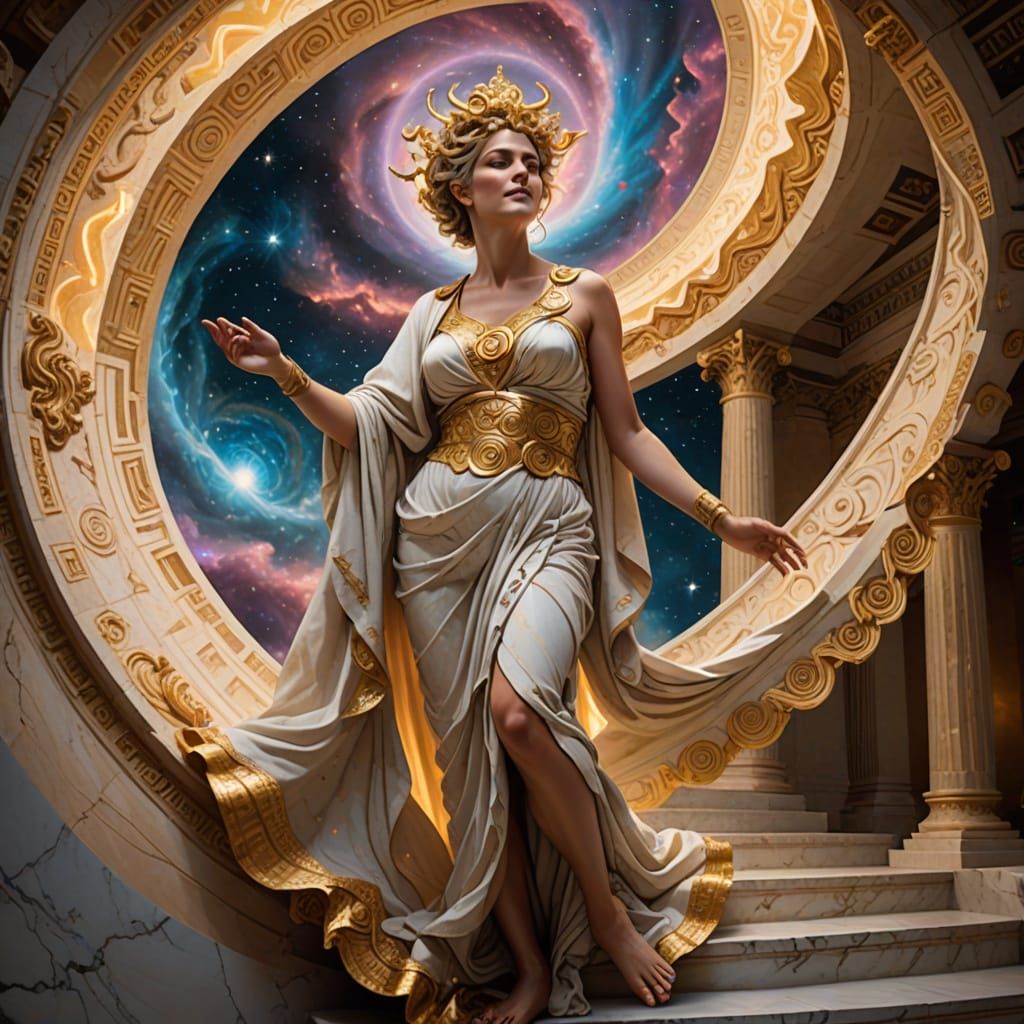 Laughing Goddess Atop Nebula Temple in Toga