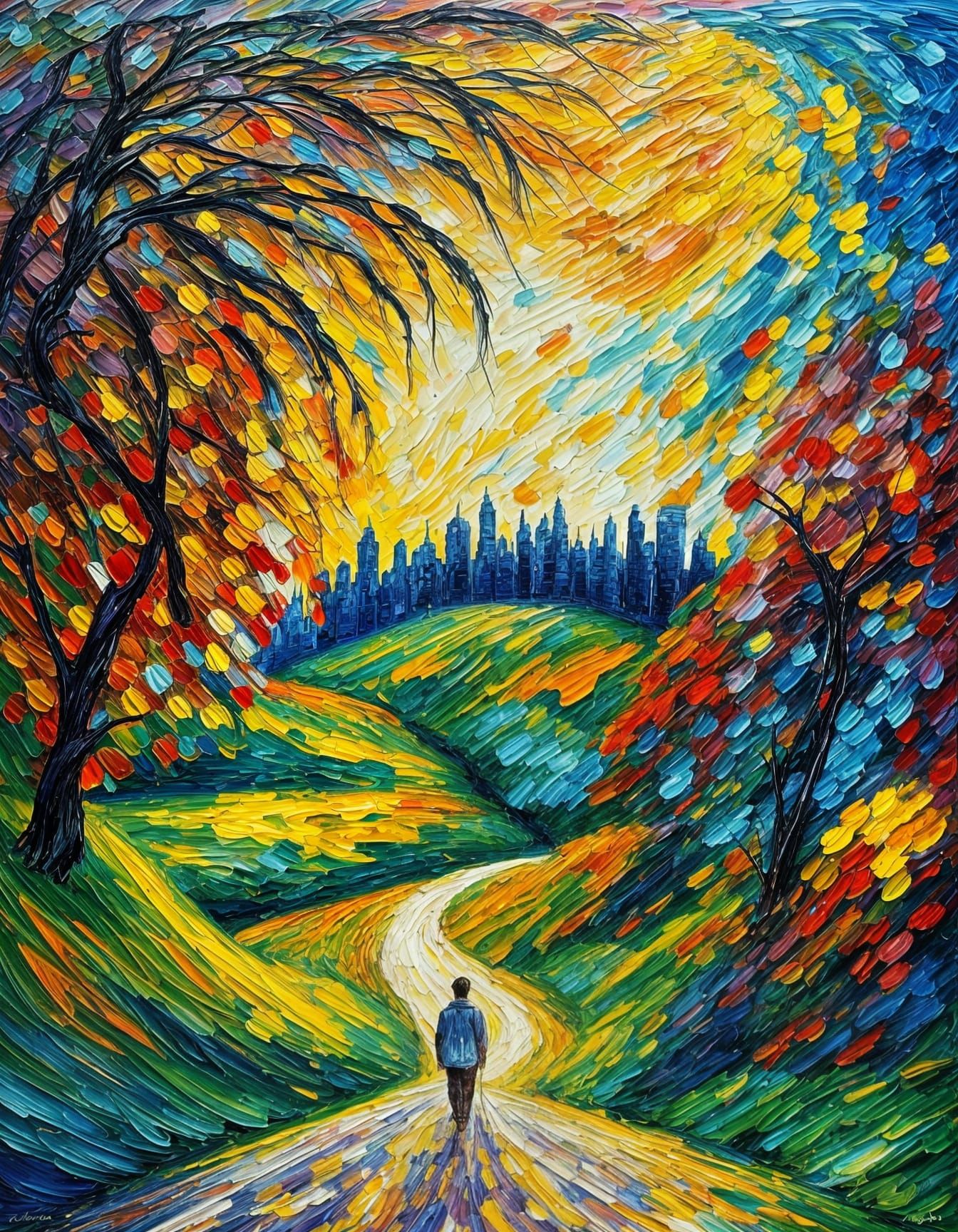 Road to Paradise: Expressionist Oil Painting