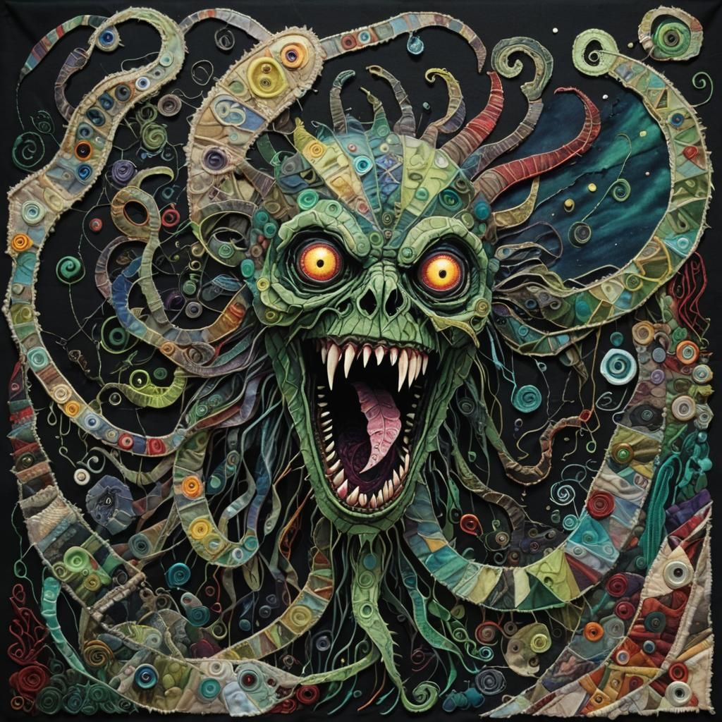 Monstrous Creature Emerges from Unraveling Quilt