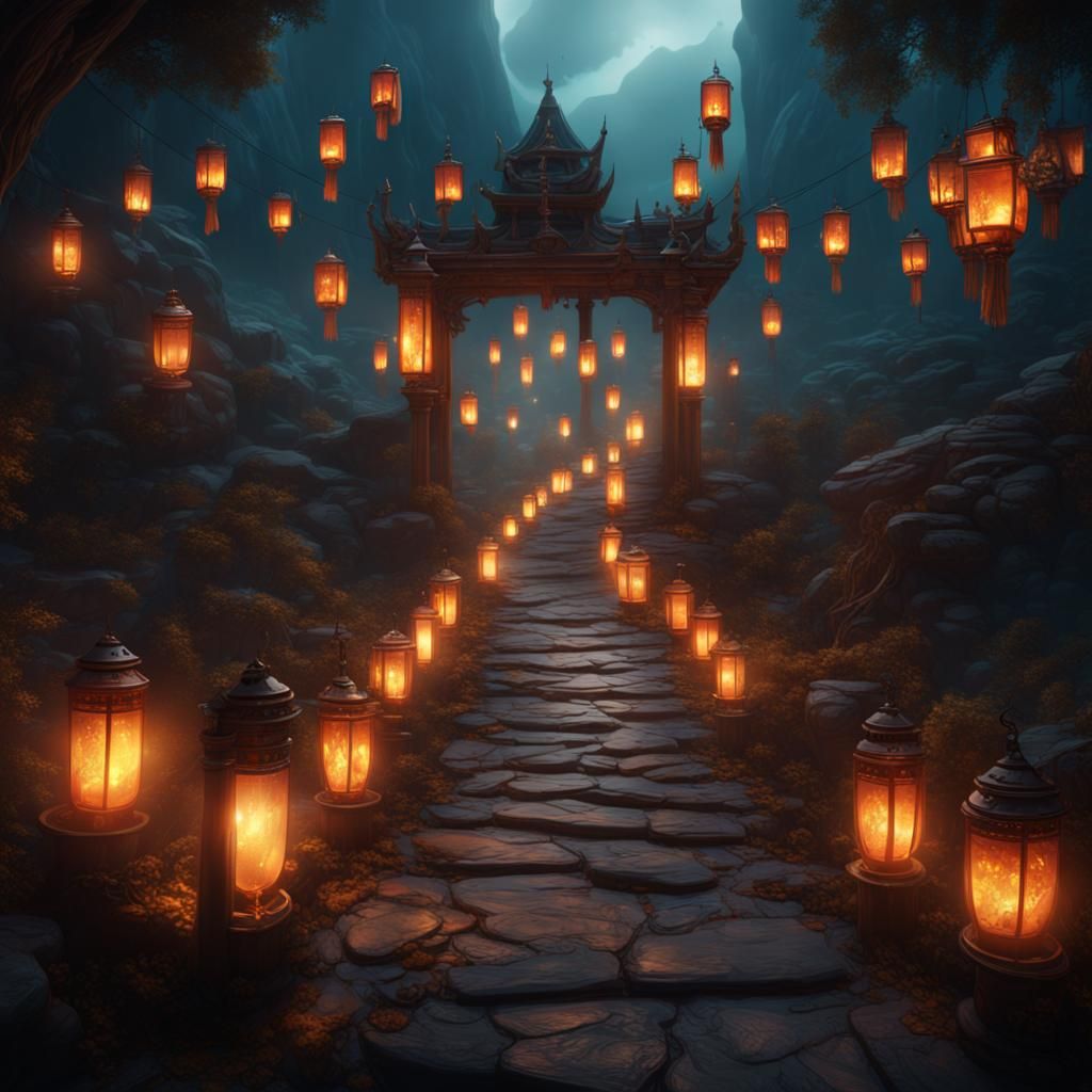 Mystical Lantern Path to the Unknown