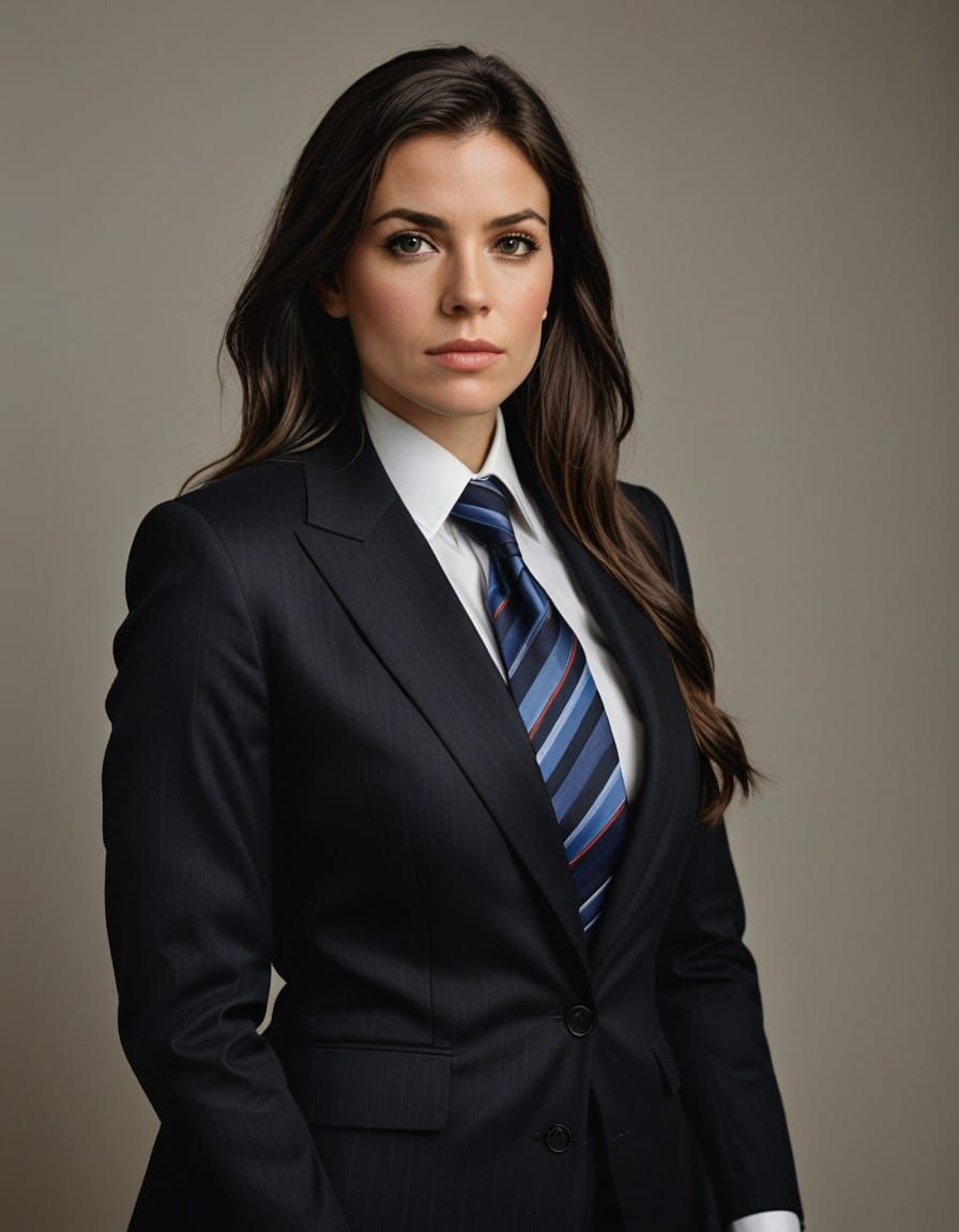 Elegant Businesswoman in Striped Tie