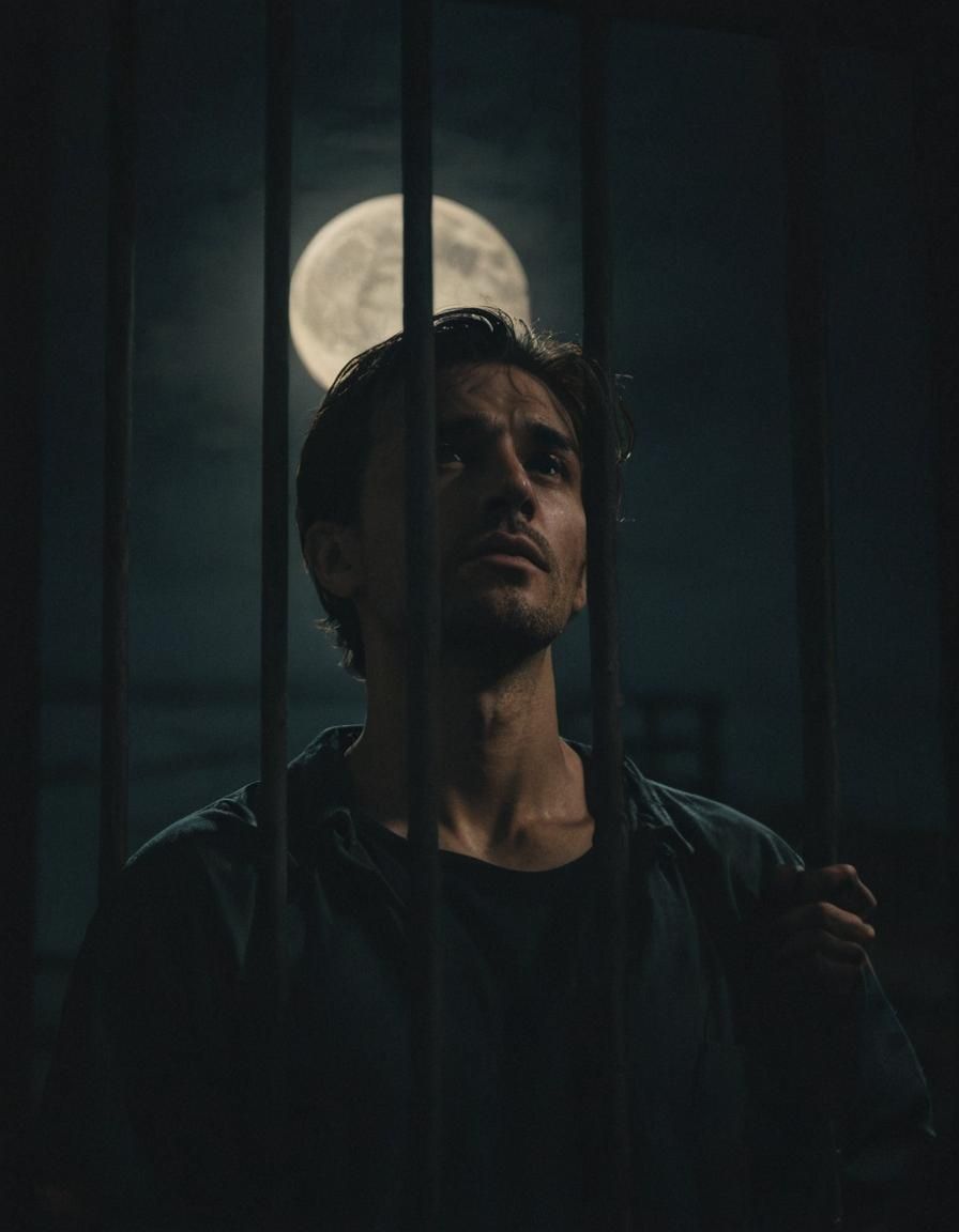 Despondent Prisoner Contemplates the Moon