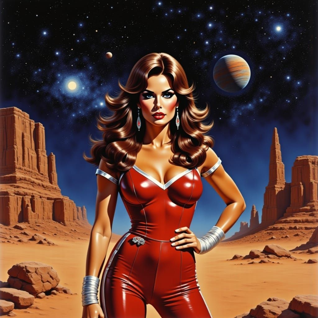 Galactic Space Commander in Retro-Futuristic Spacewear