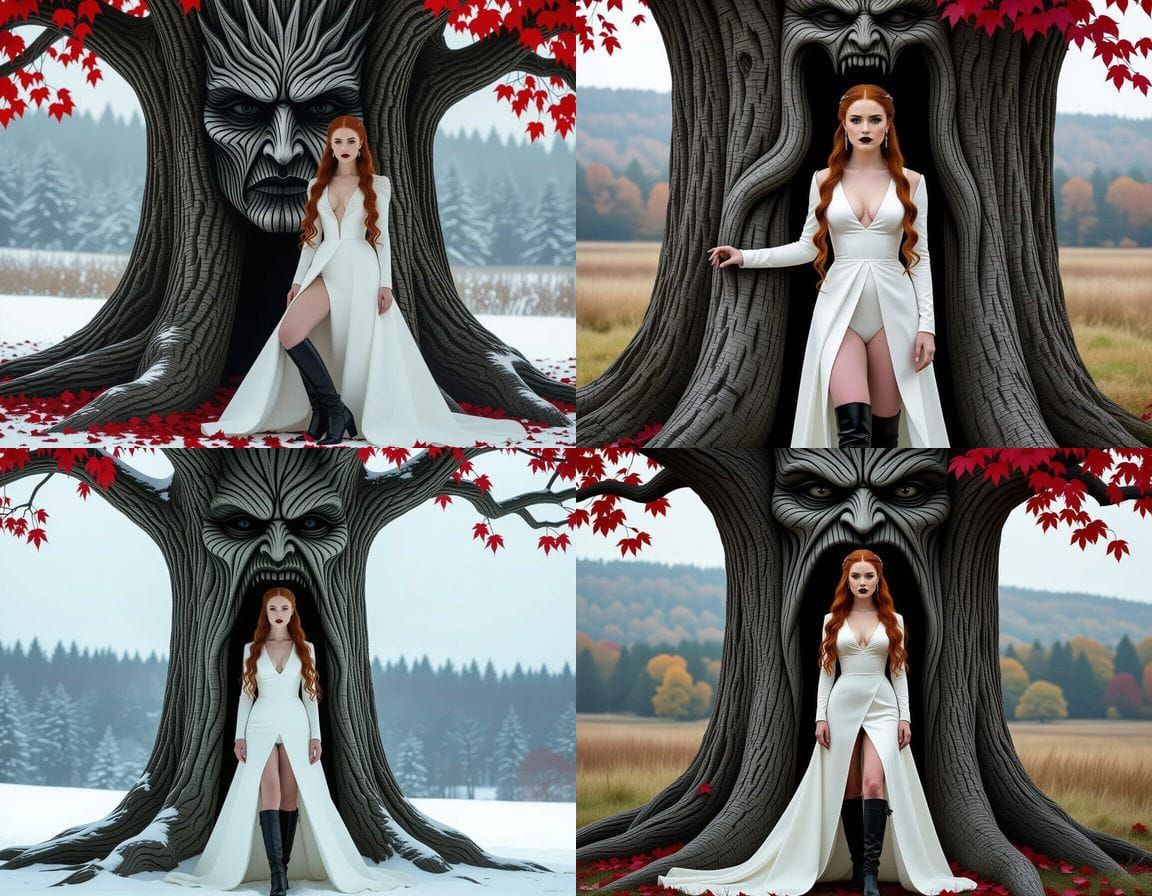 Sansa Stark Emerges from Winterfell, Hyperrealistic