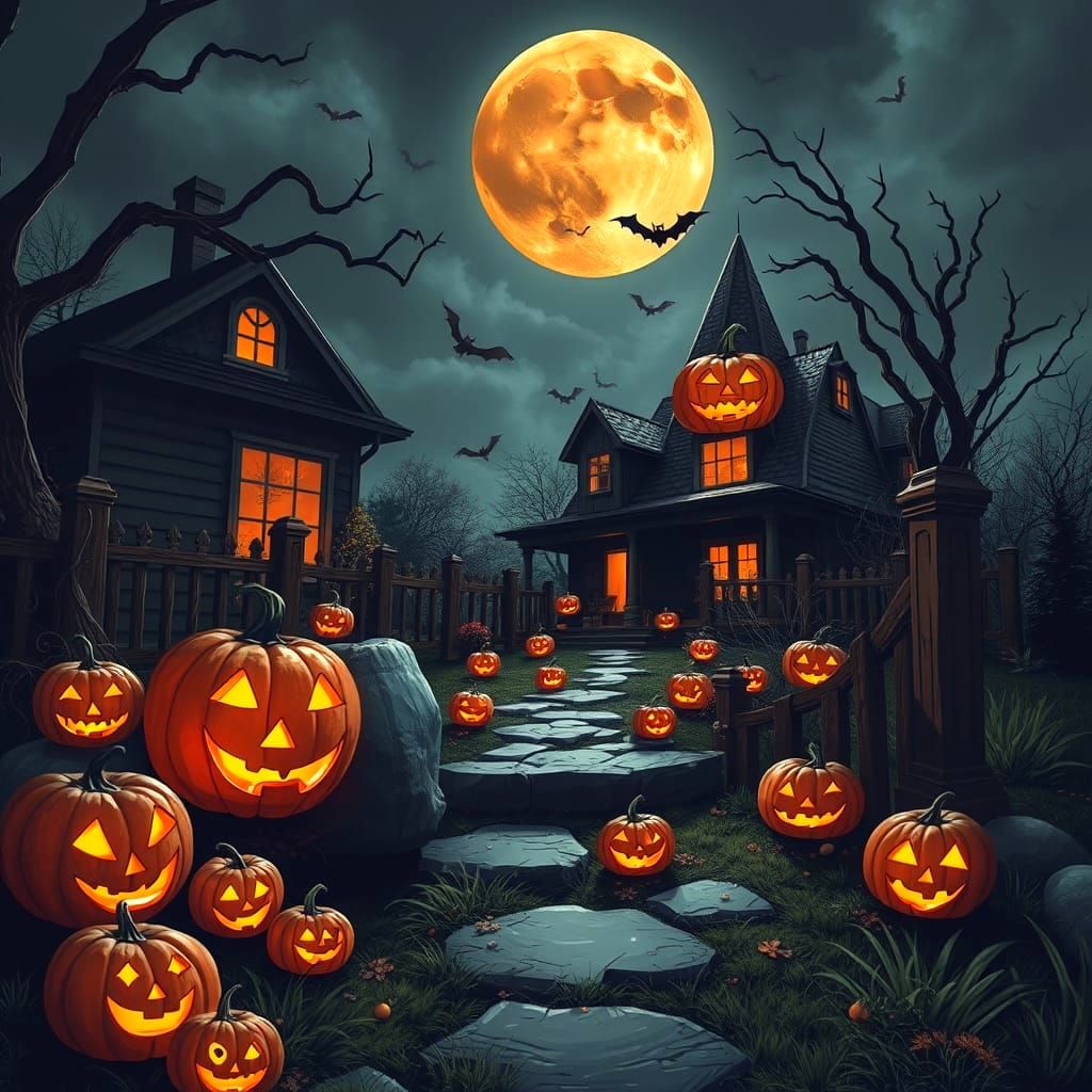 Spooky Halloween Night Scene