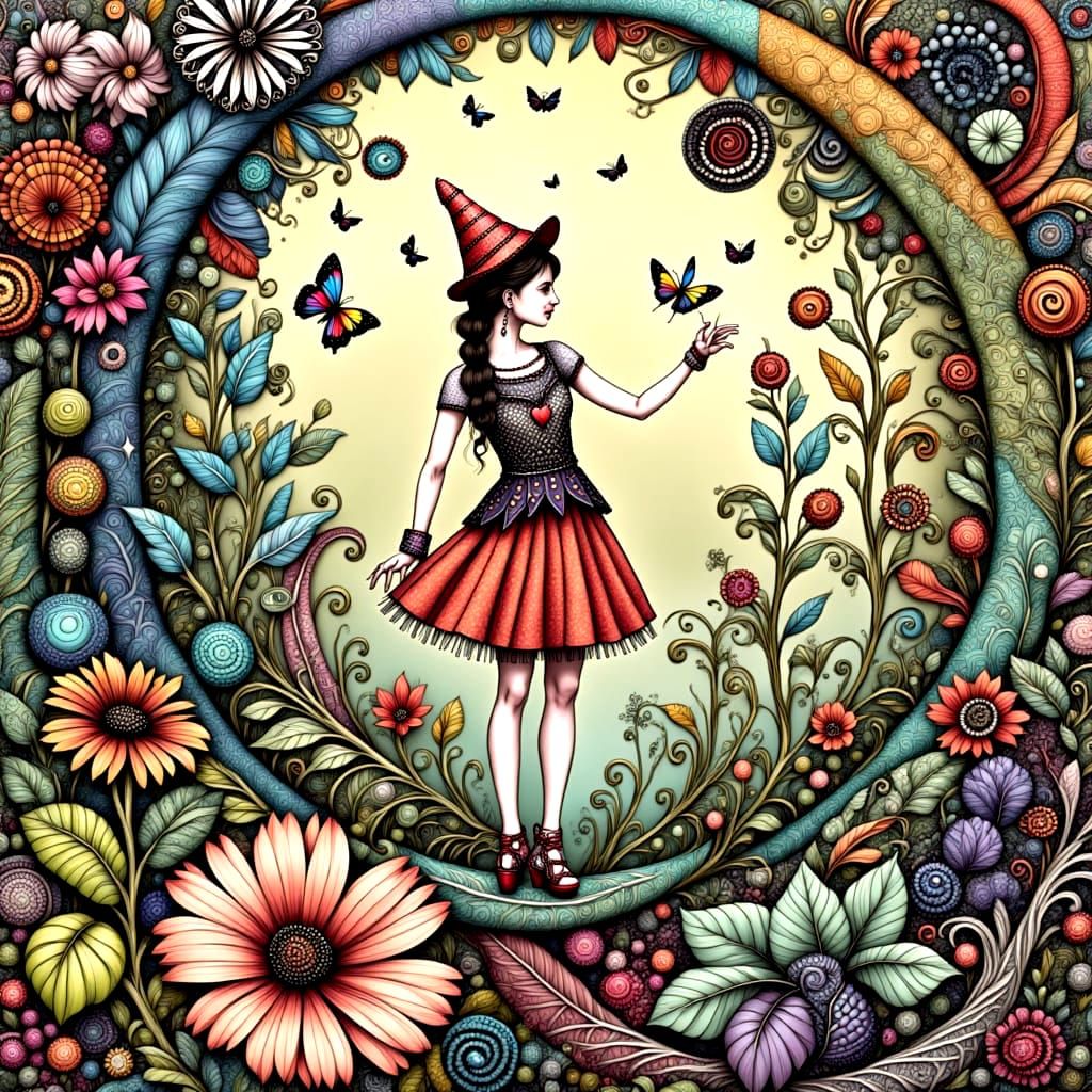 Whimsical fantasy fairy forest
 <lora:Zentangle:1.0> by arthur rackham