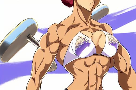 Muscular Anime Girl Bodybuilder: Digital Art