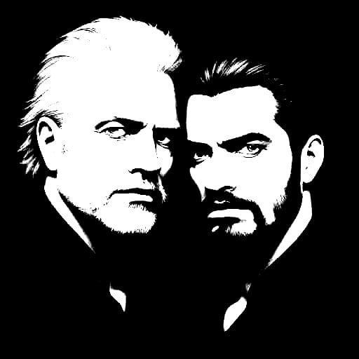 Monochromatic Portrait of Two Men in High-Contrast Light