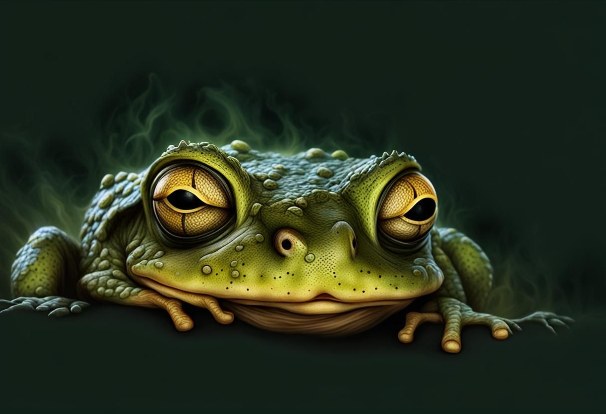 Creepy Mutant Frog Face in Retro Sci-Fi Style