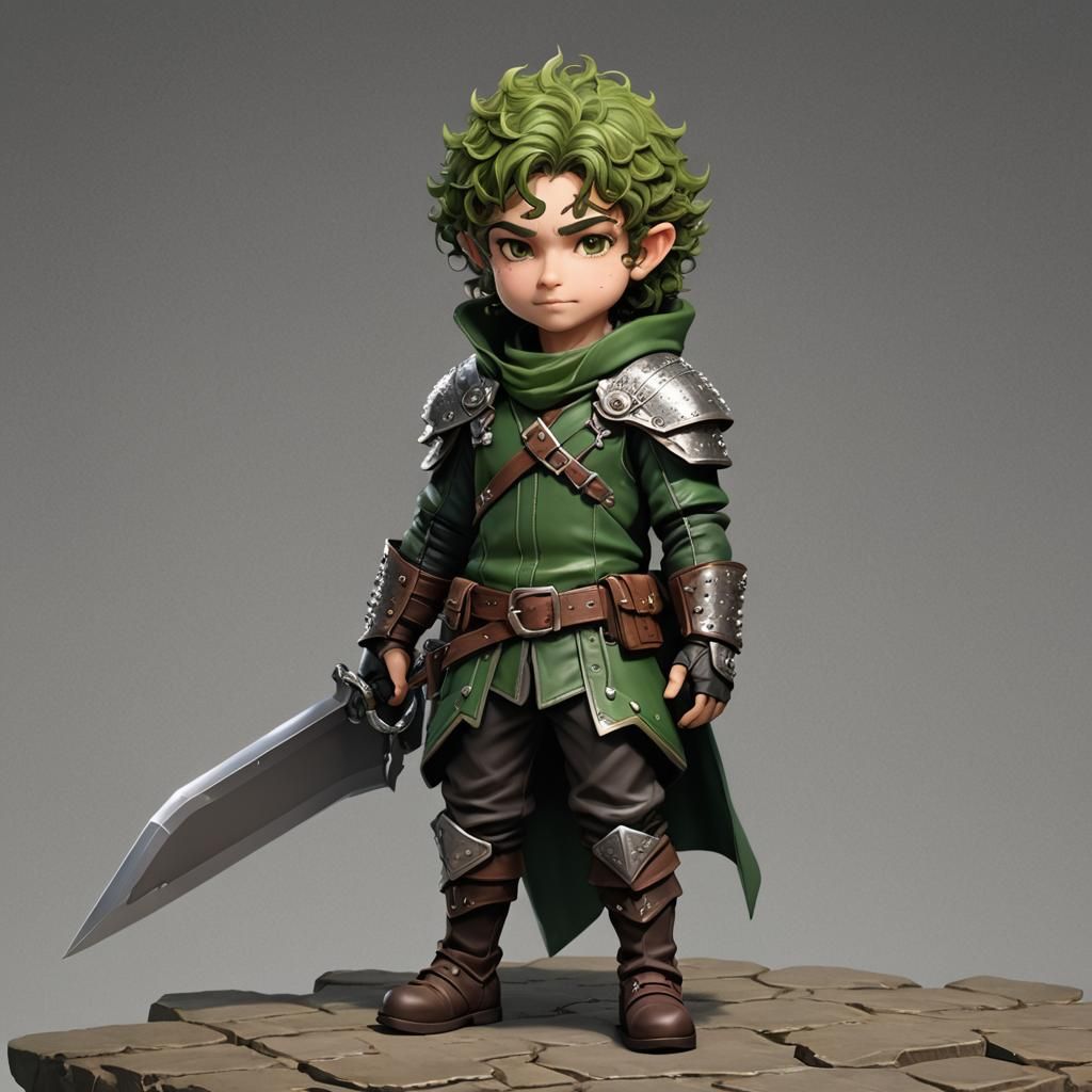 Halfling Rogue in 3D Anime Style