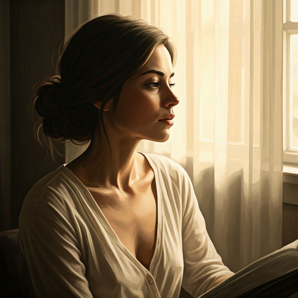Serene Woman in Soft Light: An Ethereal Illustration