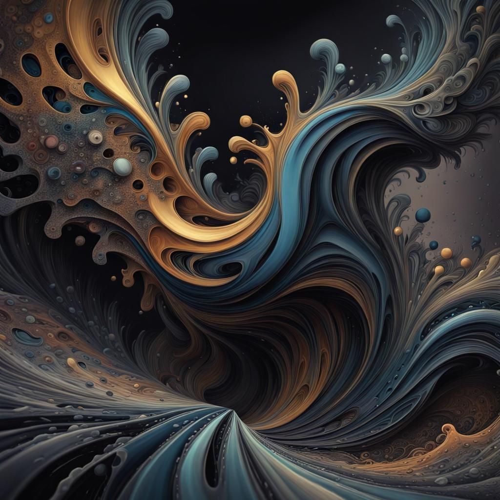 Anguished Metallic Creature in Splash Painting Style