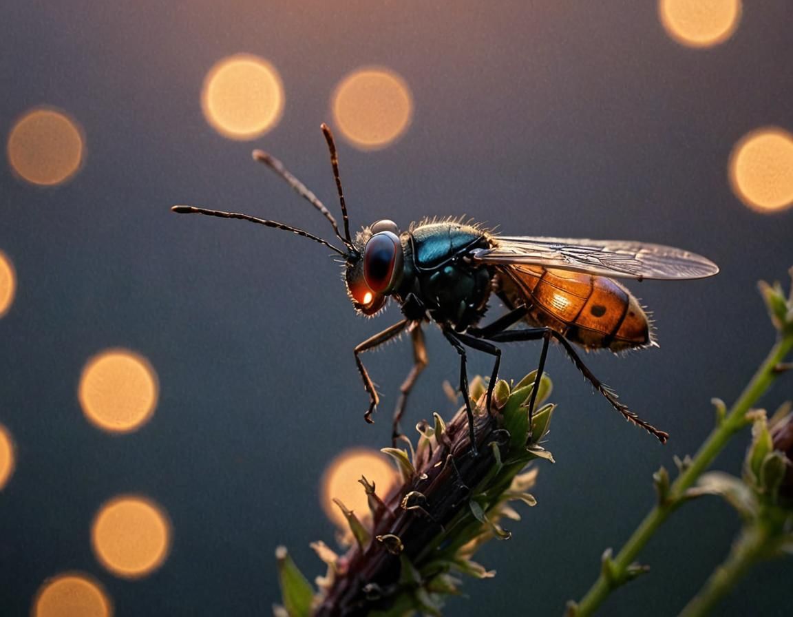 Firefly at Twilight: Macro Photography with Bokeh