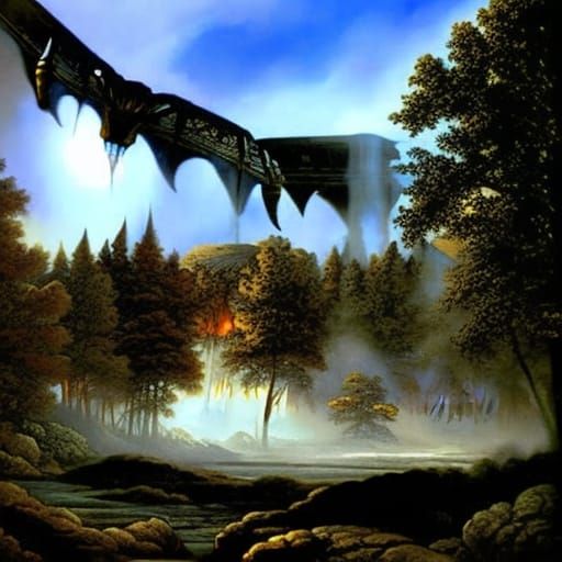 UFOs Descend on Dystopian World in Digital Painting