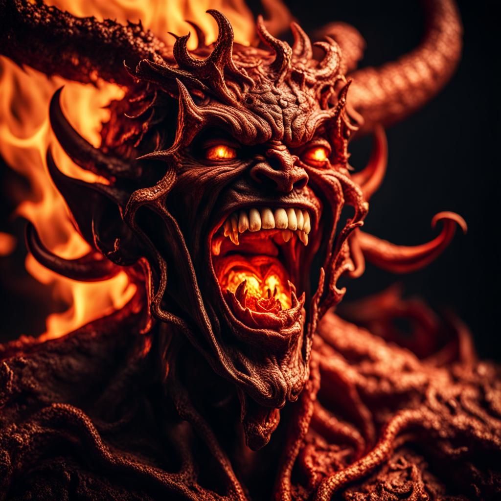 Satan Laughing in Hell, Hyperrealistic Image