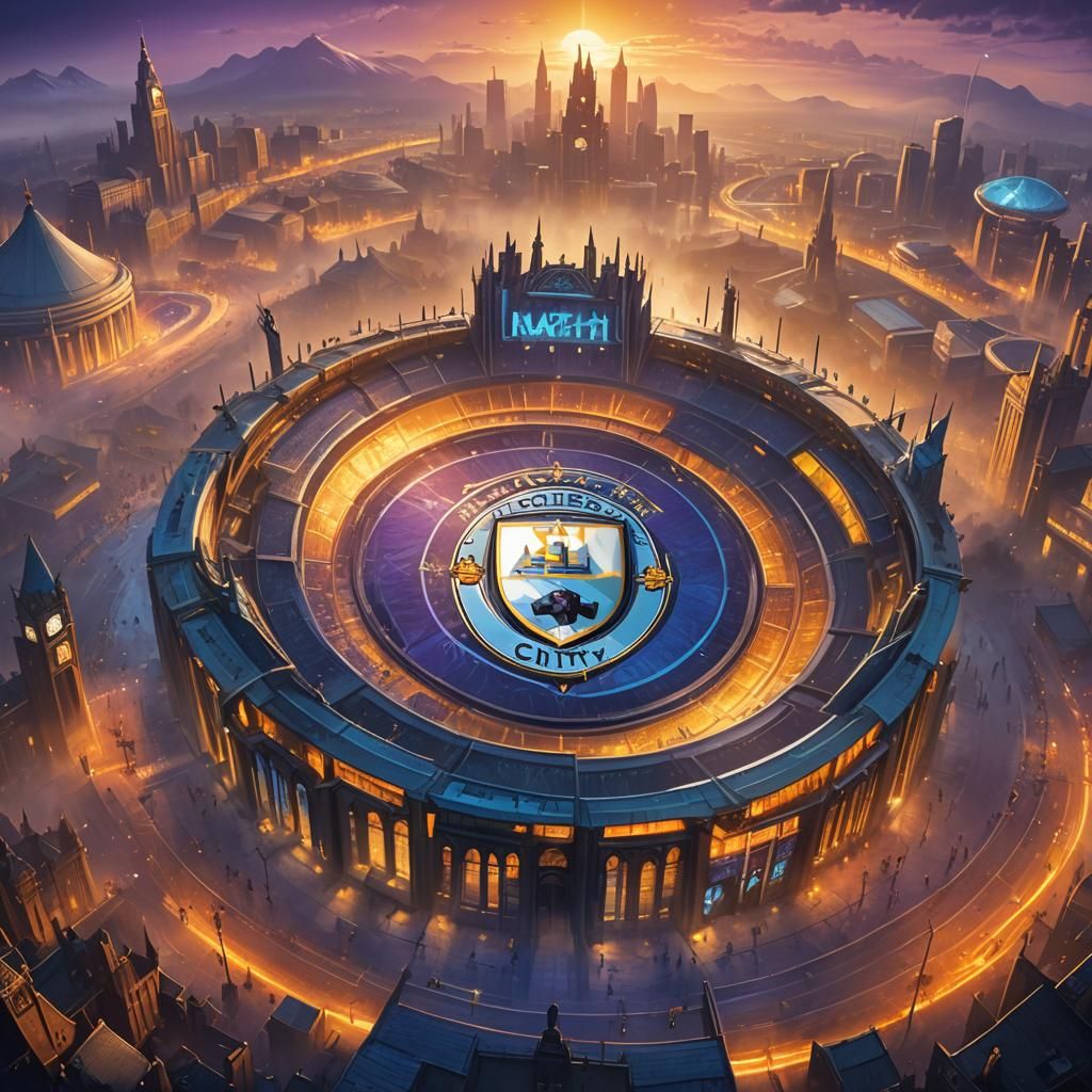 Manchester City Logo in Fantasy Art Style