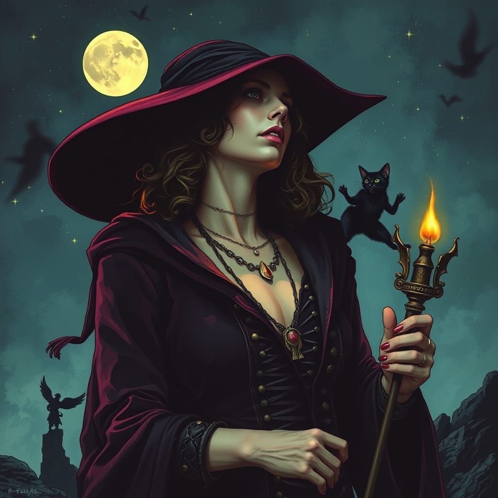 Gothic Lady in Black Inspired by Tim Burton and Gustave Doré