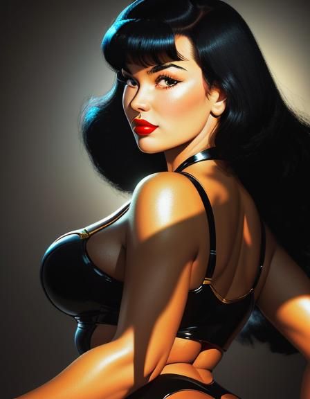 Bettie Page Pinup Portrait in Volumetric Lighting