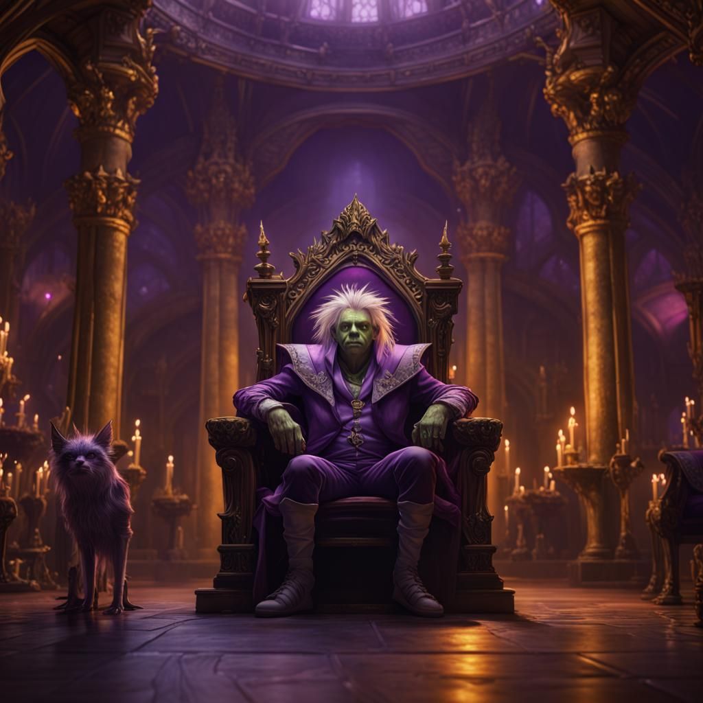 Goblin King Overlooking Party: Dark Fantasy Art